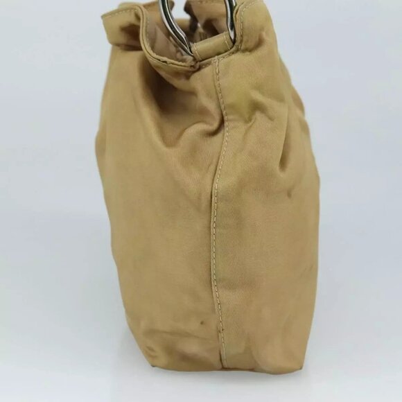 Christian Dior Maris Pearl Hand Bag Nylon Beige Silver Auth - Picture 4 of 16